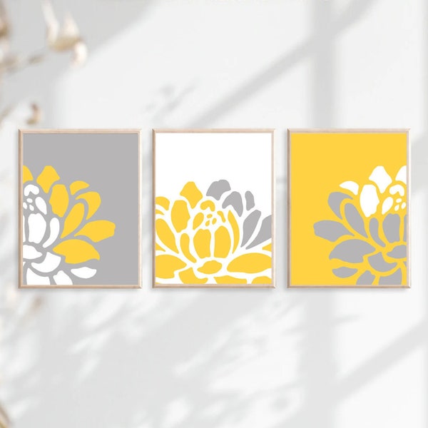 Grey Yellow Floral Etsy