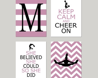 Cheerleader Room Decor, Cheerleader Gifts, Cheerleading Decorations, Cheerleader Wall Art Prints, Set of 4 Cheerleading PRINTS OR CANVAS