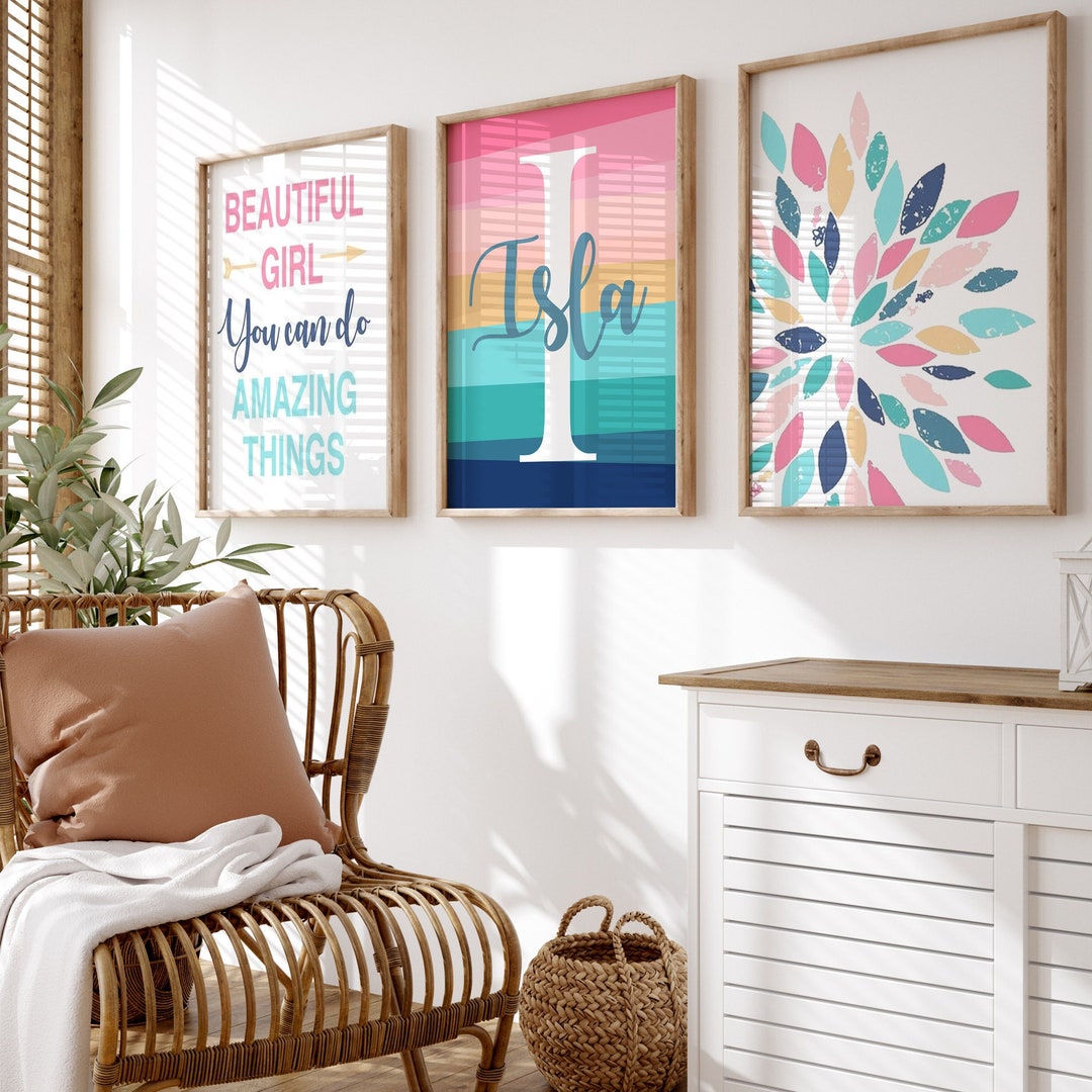 Wall Art for Girl Bedroom Decor, Colorful Art for Girl Room Decor ...