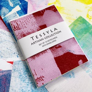 Jeu de cartes de correspondance art abstrait, cadeau artistique pour elle, jeu de 12 cartes de correspondance abstraites audacieuses, cartes de correspondance colorées avec enveloppes, cadeau coloré pour elle