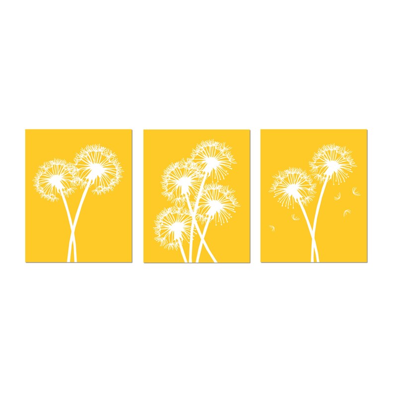 Modern Dandelion Trio Set of Three Dandelion Prints or Etsy