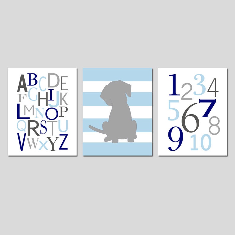 Kids Wall Art Puppy Dog Nursery Art Set of Three 8x10 Etsy