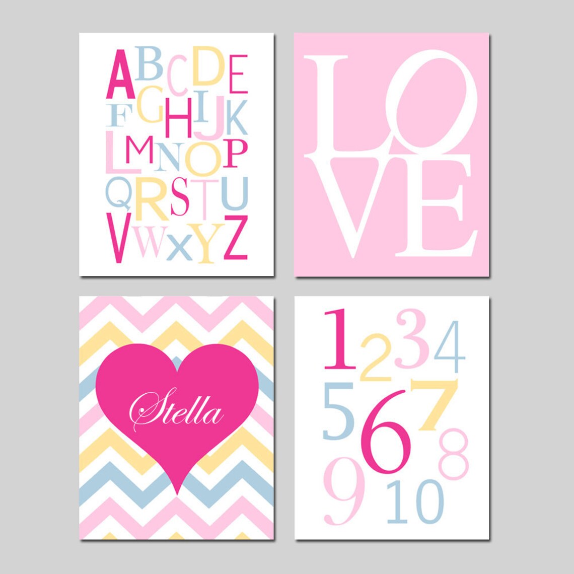 Heart Nursery Wall Art Baby Girl Nursery Decor Chevron Heart Etsy