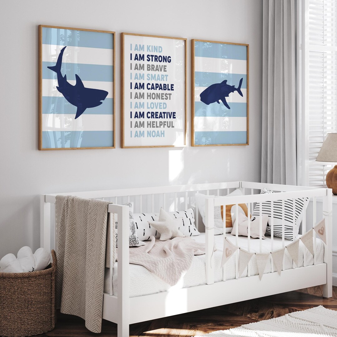 Shark Wall Art for Boys Room Decor, Positive Affirmations for Kids ...
