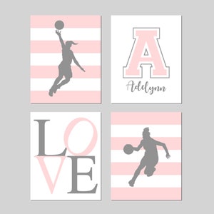 Girls Basketball Decor, Girls Basketball Gift, Basketball Wall Art for Girl Room Decor Athlete, Set of 4 Girls Basketball PRINTS OR CANVAS