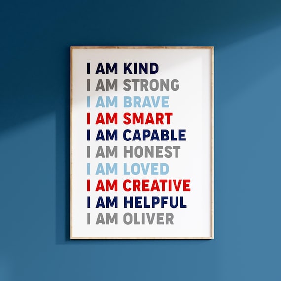 Positive Affirmations Poster for Boys Bedroom Decor, Personalized Gift for Boy, Quotes for Boys Room Decor, Boy Affirmations PRINT OR CANVAS
