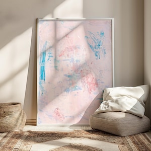 Light Pink Abstract Wall Art, Teen Girl Wall Art Pink, Teenage Girl Artwork, Pink and Blue Abstract Art, Pink Nursery Art PRINT OR CANVAS