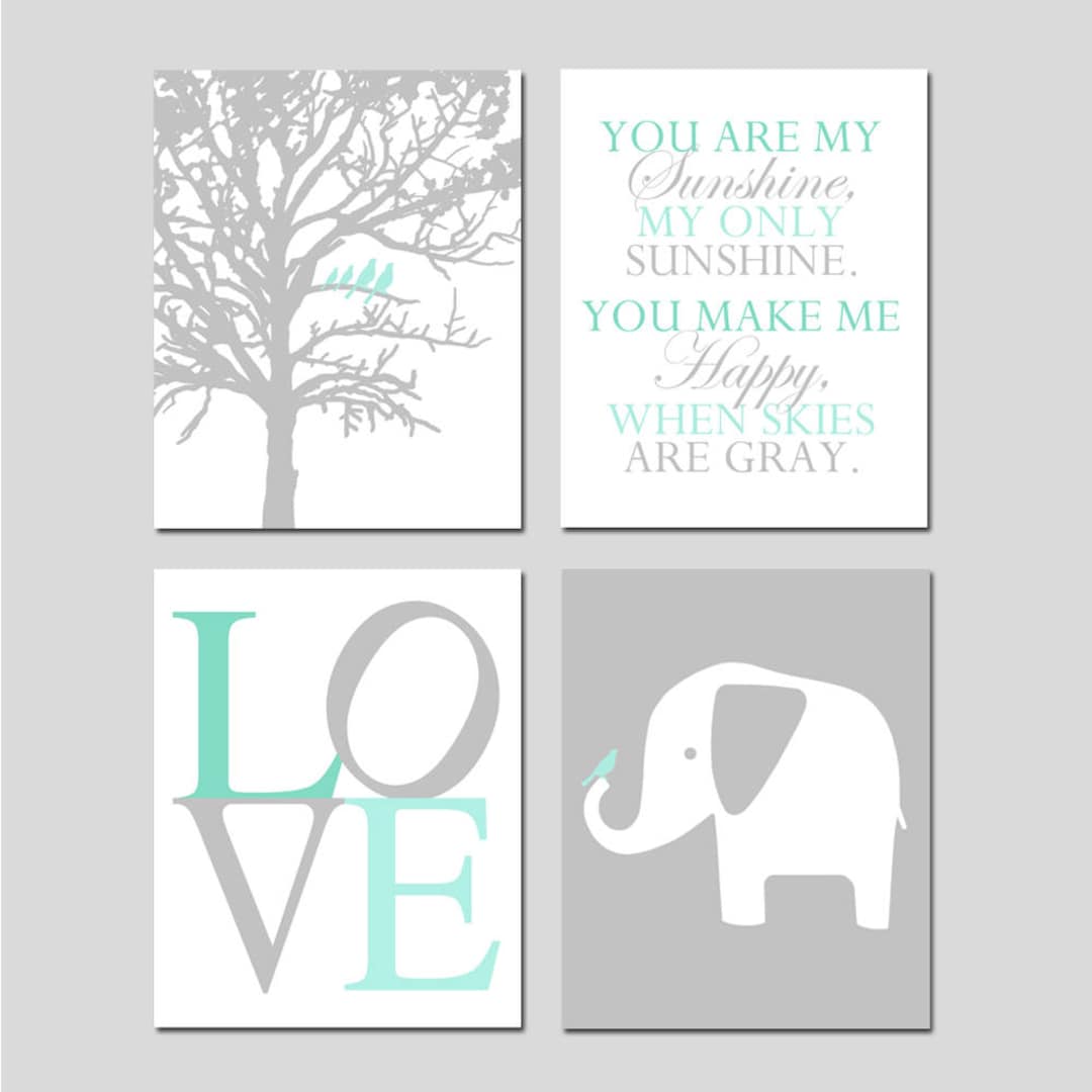 Mint Nursery Prints, Mint Nursery Decor, Mint Nursery Art, Mint ...