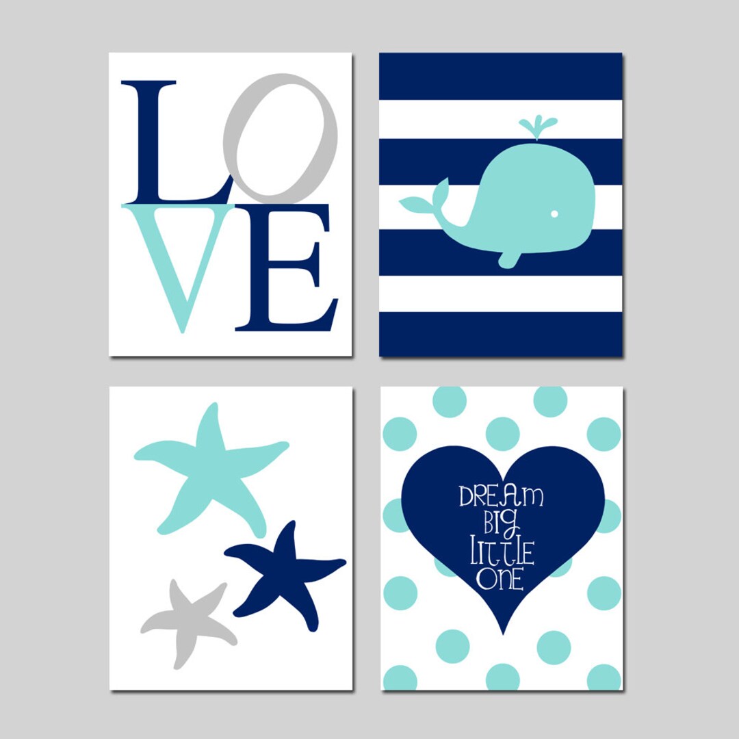 Nautical Nursery Art Baby Boy Whale Nursery Decor Nautical Etsy