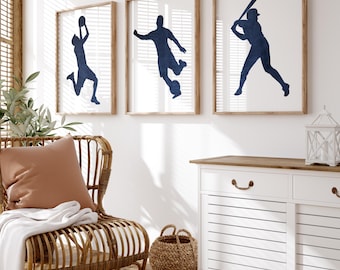 Jungen Sportraum-Dekor, Teenager Wandkunst Athlet, Jungen Basketball-Dekor, Baseball Wandkunst, Jungen Fußball-Druck-Set mit 3 DRUCKEN ODER LEINWAND