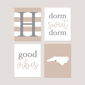 Dorm Decor for College Girls Wall Art, Girls Dorm Decor Art, Dorm Decorations Posters, Dorm Sweet Dorm Sign, Set of 4 Dorm PRINTS OR CANVAS