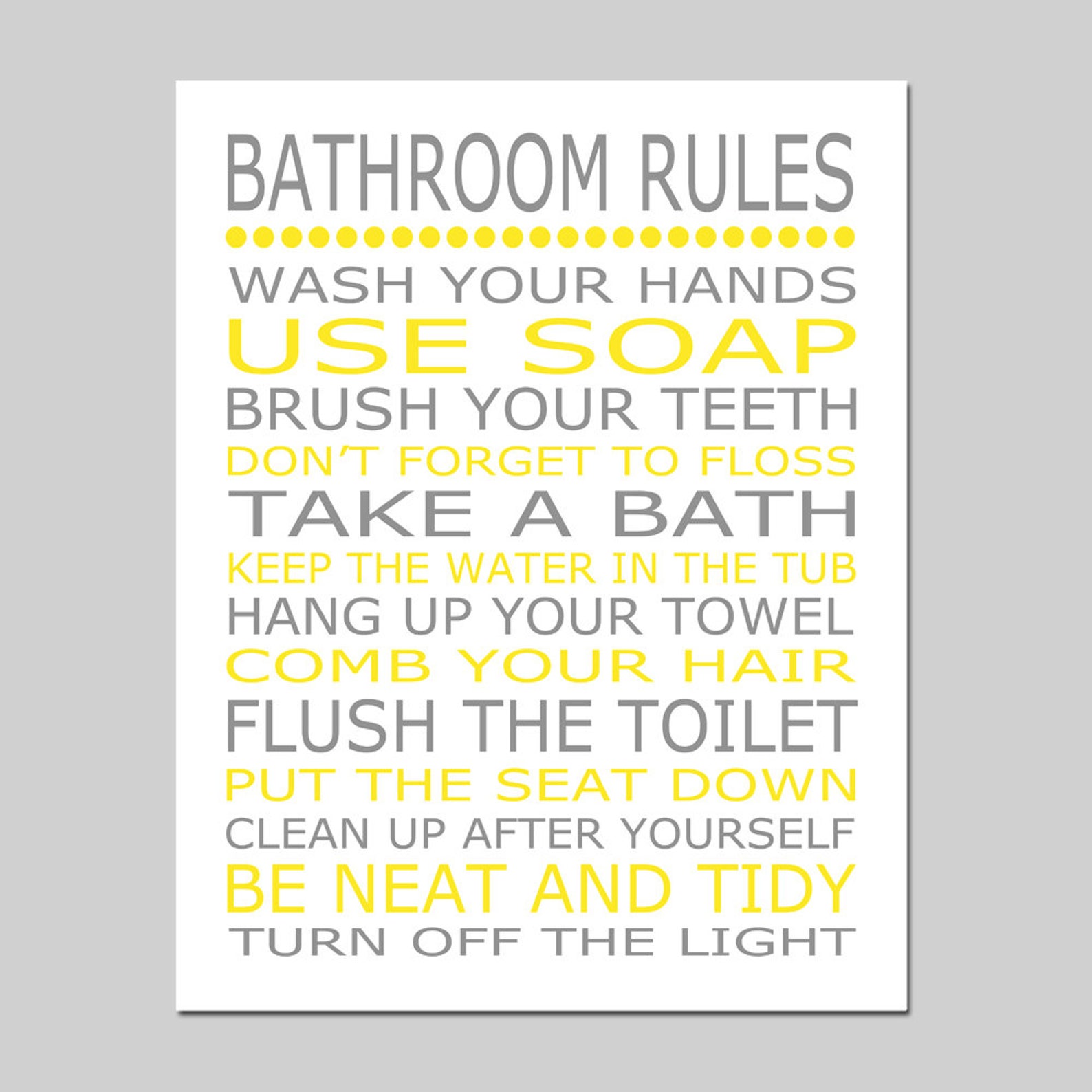 Bathroom Rules Print or Canvas Bathroom Decor Kids Bathroom Etsy