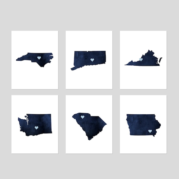 State Art State Wall Art State Wall Decor State With Heart - Etsy