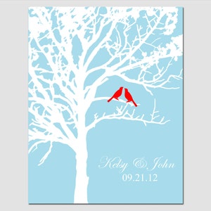 Lovebird Wedding Tree - 8x10 Customizable Print - Choose Your Colors ...