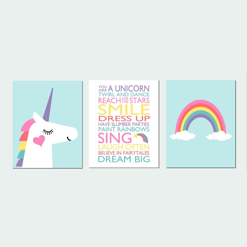 Unicorn Bathroom Art Unicorn Bathroom Decor Unicorn Canvas Etsy