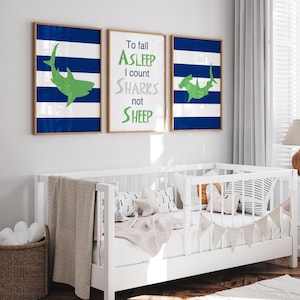Shark Wall Art Boys Room, Shark Nursery Decor, Shark Prints for Boy Room Decor, Shark Nursery Wall Art, Set of 3 Shark Art PRINTS OR CANVAS
