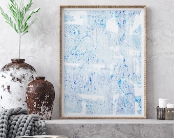 Blue White Abstract Prints, Blue Abstract Art, Beachy Wall Art, Modern Beach House Decor, Royal Blue Abstract PRINT OR CANVAS