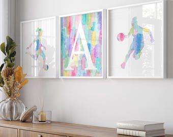 Athletic Girls Decor, Girly Sports Art Prints, Personalized Sporty Room Decor, Set of 3 Girls Sports PRINTS OR CANVAS