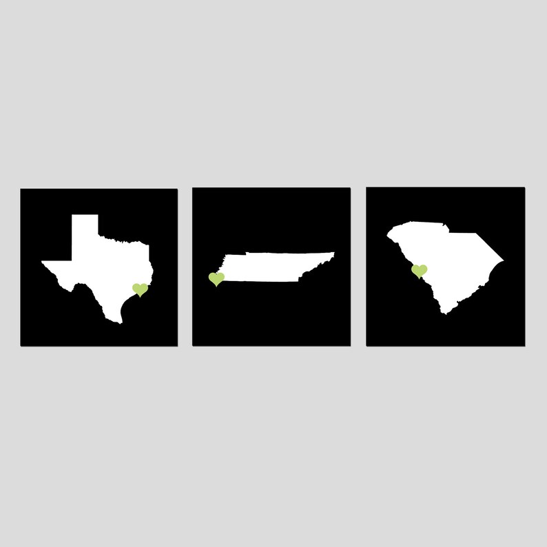 States Wall Art States Art States Decor Three States Wall Etsy