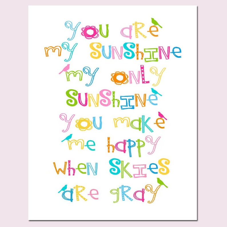 Printable You Are My Sunshine Lyrics Topwicked