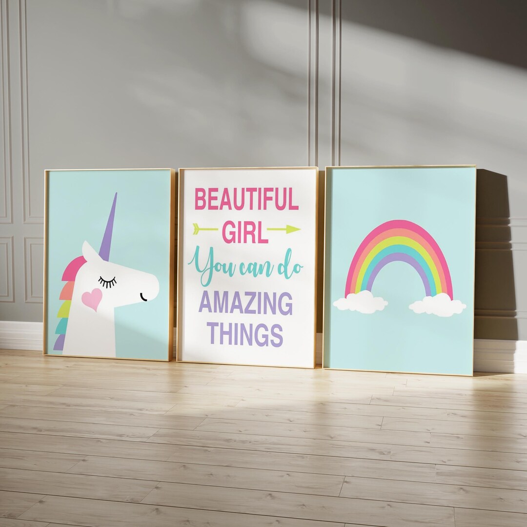 Girls Bathroom Wall Art, Rainbow Bathroom Decor, Young Girl Room Decor ...
