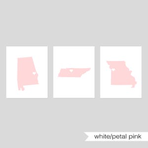Decorazioni rosa per dormitorio femminile, poster per la stanza del dormitorio, stampe con lo stato della stanza per le ragazze del dormitorio universitario, set di 3 stampe o tele per la stanza del dormitorio white/petal pink