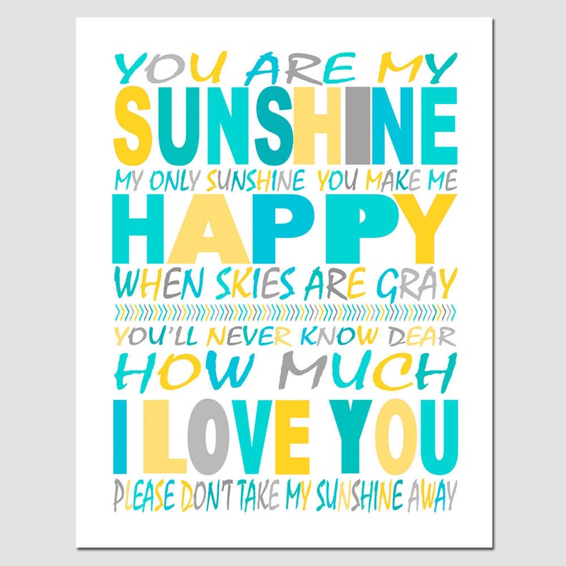 You Are My Only Sunshine Manga You Are My Sunshine My Only Sunshine 8x10 Print Kids Wall | Etsy
