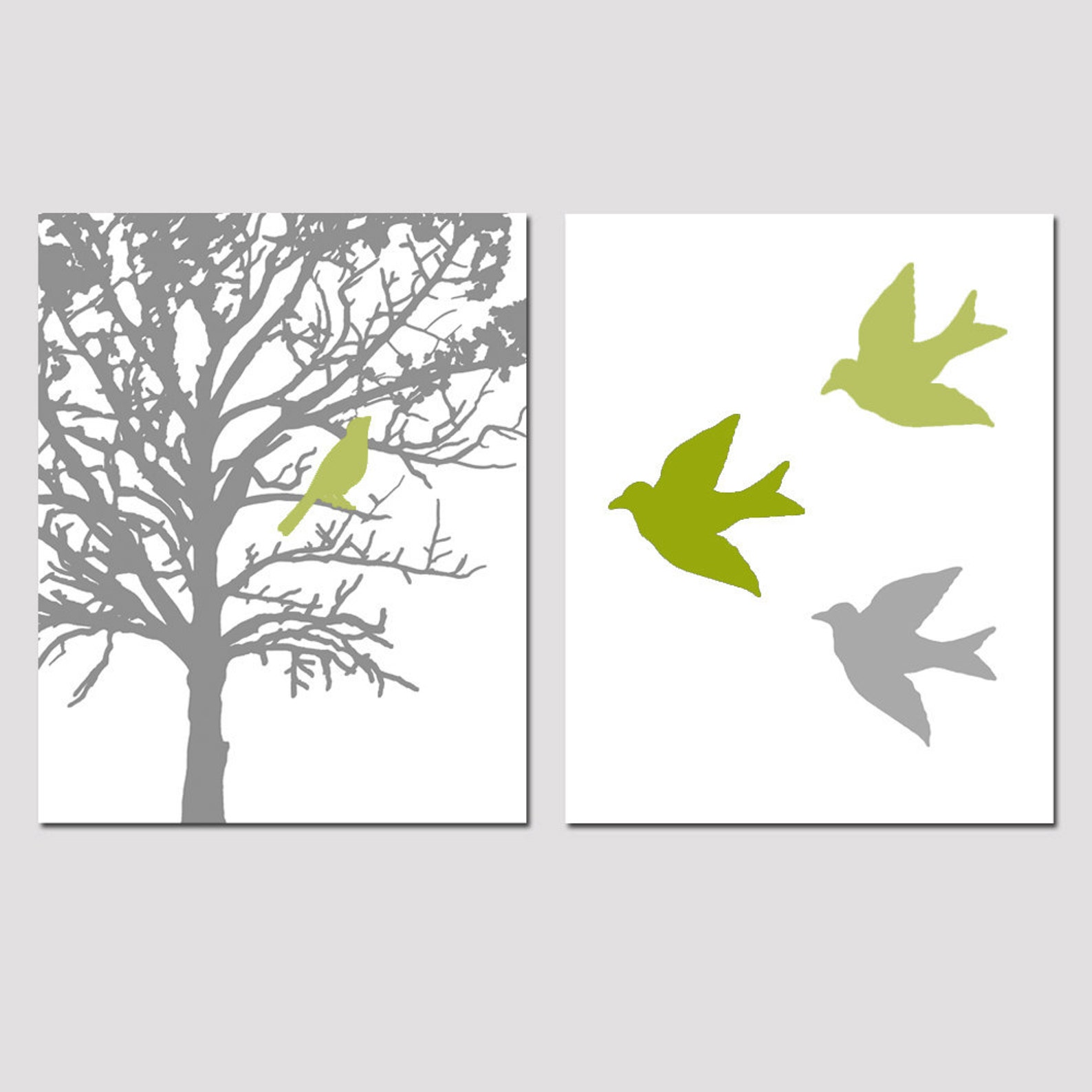 Set of Two 8x10 Prints Birds and Trees Perfect for - Etsy