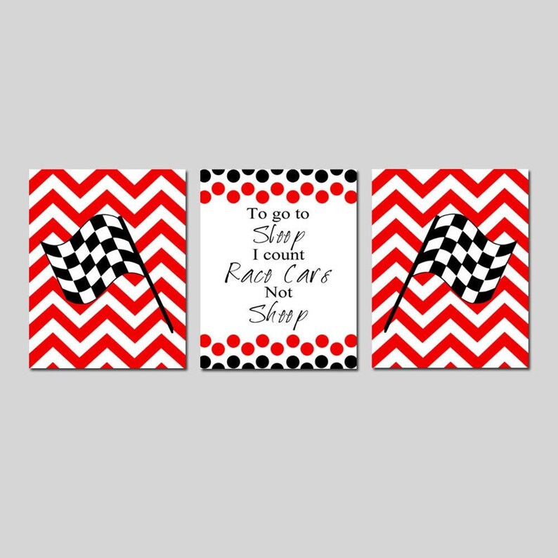 Race Car Nursery Wall Art Racing Nursery Decor Checkered Flag Etsy