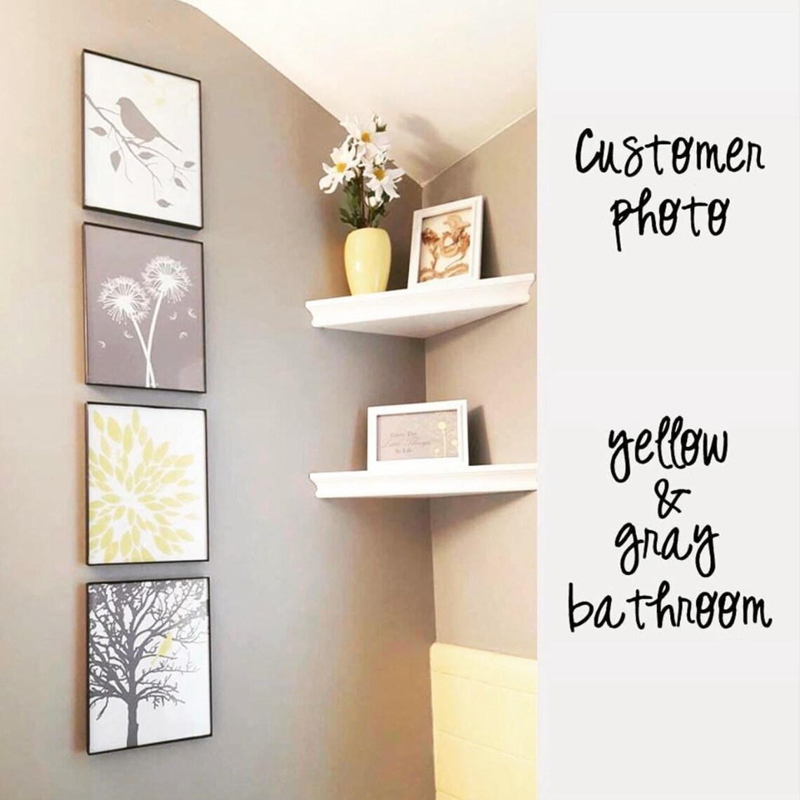 Yellow Grey Wall Art Yellow Grey Bedroom Art Guest Bedroom Etsy