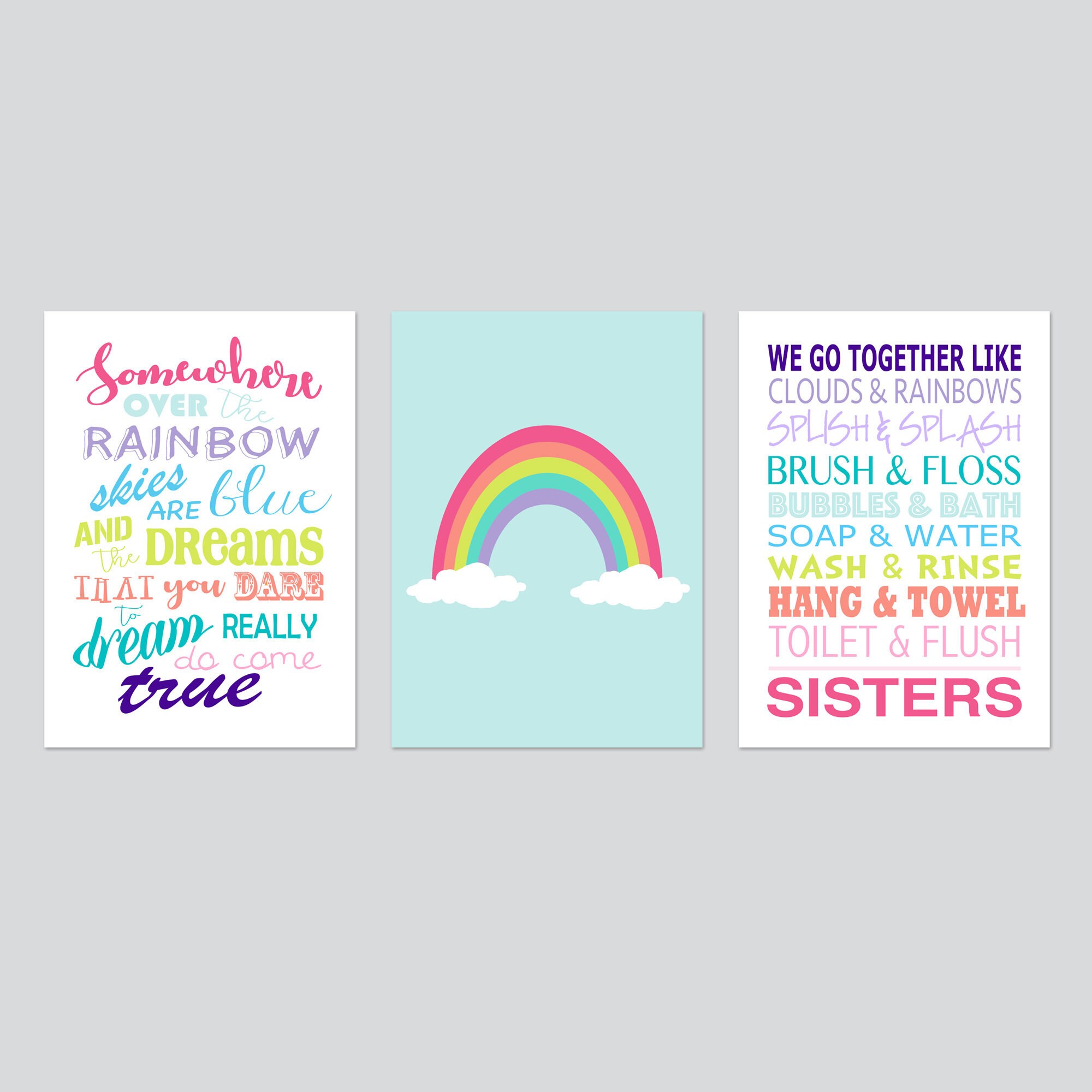 Rainbow Bathroom Decor for Girls Bathroom Decor Girl Bathroom Etsy