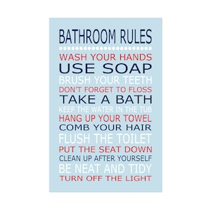 Kids Bathroom Decor Kids Bathroom Rules Sign - Bathroom Decor Kids ...