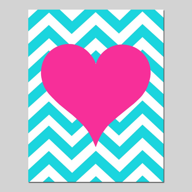 Heart Art Chevron Heart Print CHOOSE YOUR COLORS Baby Girl Nursery Decor Art Heart Nursery Art Heart Nursery Decor Girl Room Decor