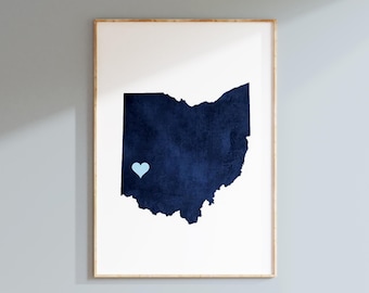 State Print, State Silhouette Art, Custom Housewarming Gift, Home State Wall Art, Girls Dorm Decor, Christmas Gift State Art PRINT OR CANVAS