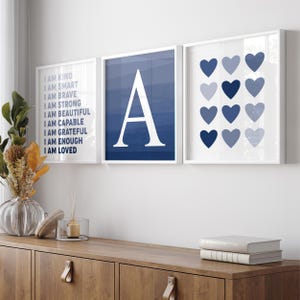 Tween Girl Room Decor Blue, Personalized Gifts for Tween Girls, Affirmations Poster Girl, Teen Girl Wall Art Blue, Set of 3 PRINTS OR CANVAS
