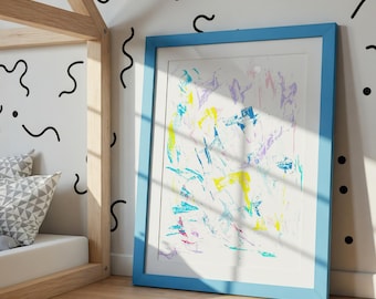 Paint Splatter Art, Girl Room Decor, Colorful Abstract Art Print or Canvas, Modern Nursery Decor