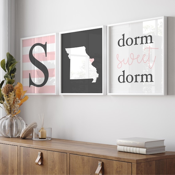 Dorm Sweet Dorm, Dorm Room Decor, College Dorm Decor Girl Dorm Decor, Dorm Wall Art, Dorm Posters - Set of 3 Prints or Canvas Art for Dorm