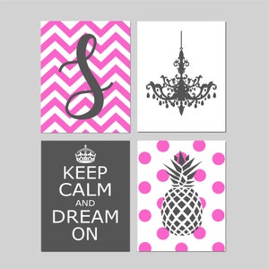 Wall Art for Teenage Girl Room Decor, Personalized Tween Girl Gift Ideas, Hot Pink Room Decor for Teens, Set of 4 Quote PRINTS OR CANVAS
