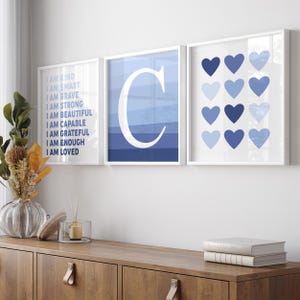 Blue Room Decor for Teens, Positive Affirmations for Kids, Tween Girl Room Decor Blue, Gifts for Tween Girls, Set of 3 Teen PRINTS OR CANVAS