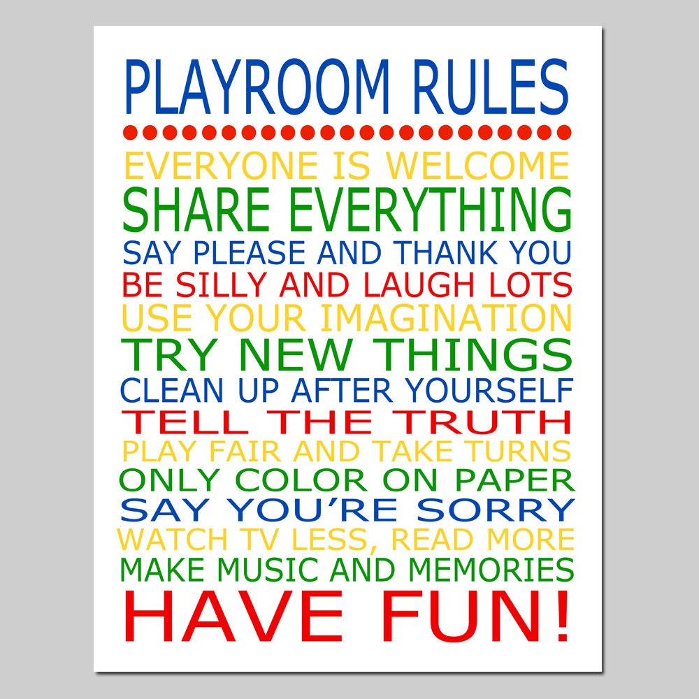 Playroom Rules Print Playroom Rules Sign Playroom Wall Art Etsy