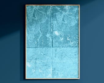 Quadro astratto con tema oceano color verde acqua, perfetto per arredare una casa al mare in stile moderno, stampa o tela con tonalità blu gioiello.