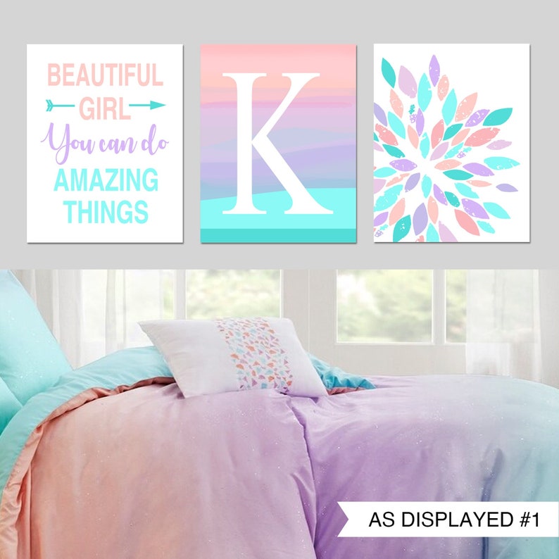 Tween Girl Bedroom Decor, Inspiring Quotes for Girl Room Decor, Teen Girl Room Decor, Ombre Wall Art for Girls, Set of 3 Prints or Canvas image 1