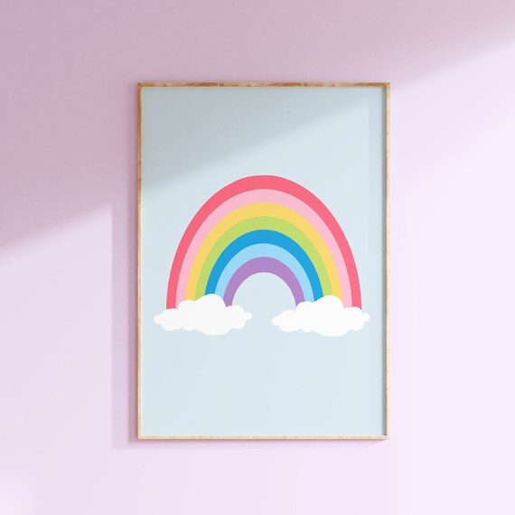 Rainbow Decor, Rainbow Art Print or Canvas, Toddler Girls Bedroom Decor Pastel, Rainbow Nursery Art