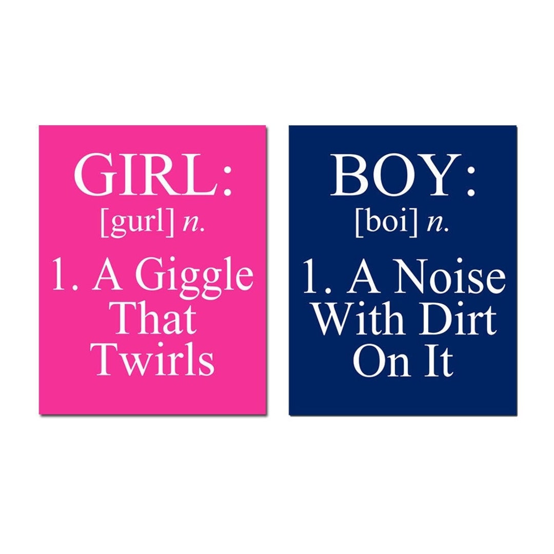 BOY GIRL Bathroom Wall Art Boy Girl Bedroom Decor Boy A Noise Etsy