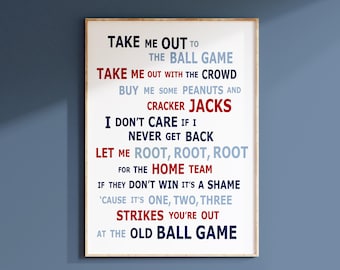 Znak „Zabierz mnie na mecz baseballowy”, grafika ścienna z motywem baseballu do pokoju chłopców, dekoracja pokoju chłopców z motywem baseballu, wydruk lub płótno z motywem baseballu dla dzieci