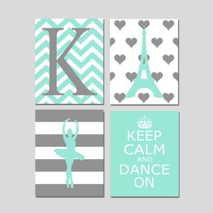 Dance Bedroom Decor - Dance Wall Art - Ballet Room Decor - Mint Girl Room Decor - Paris Room Decor - Set of 4 Prints or Dance Canvas Art
