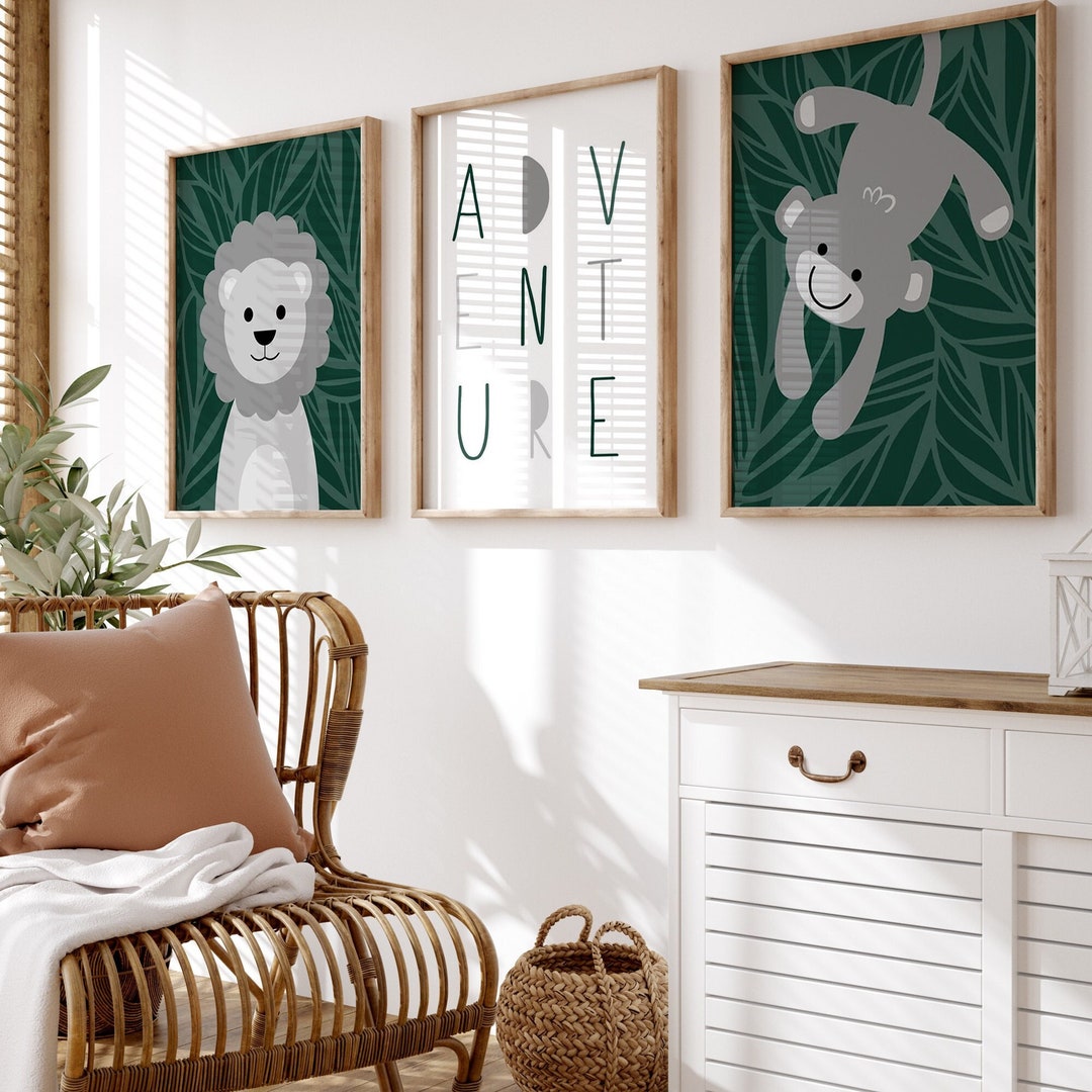 Jungle Animal Art for Nursery Jungle Nursery Prints Etsy
