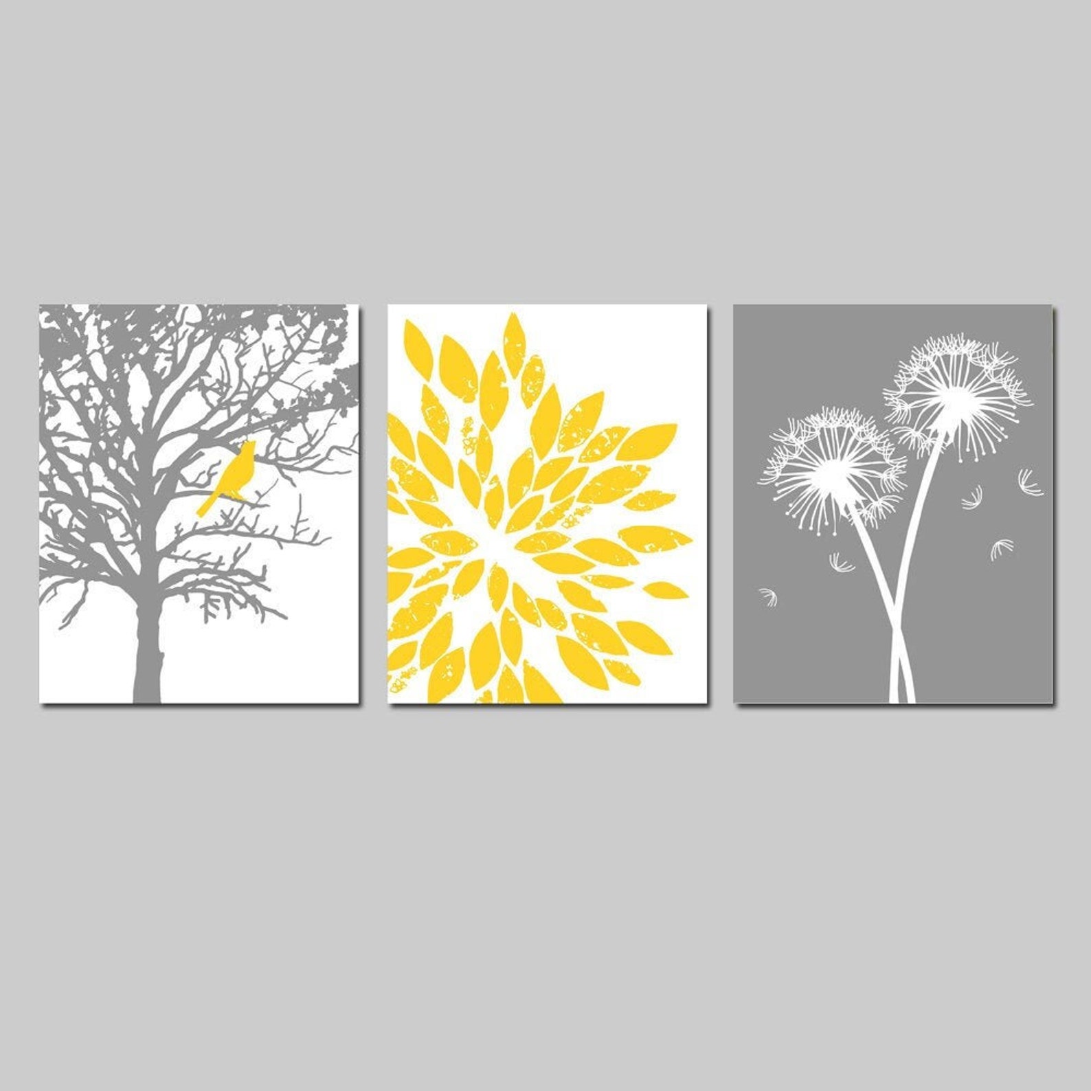 Yellow Gray Bathroom Decor Ideas Yellow Gray Wall Art - Etsy