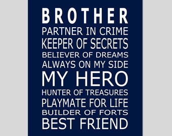 BROTHERS Print - Brothers Quote - Brothers Decor - Big Brother Quote Brothers Wall Art Boy Nursery Art Boy Rules Sign - PRINT or CANVAS