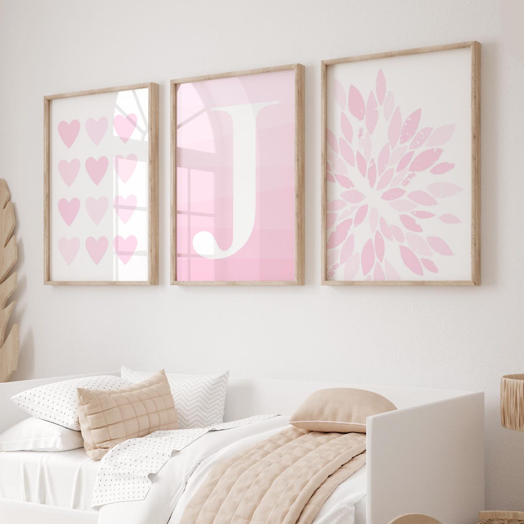 Tween Girls Room Decor Pink, Heart Wall Art for Girls Bedroom Decor ...
